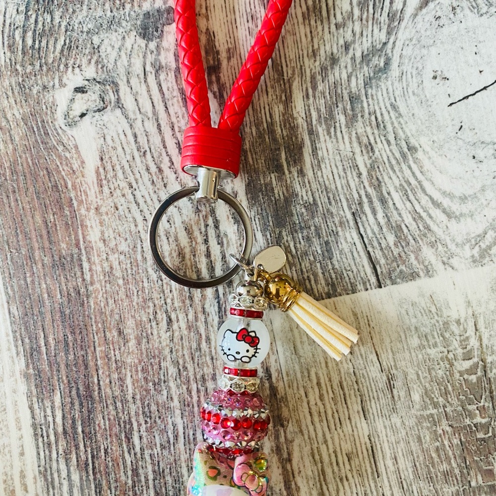 Red Braided Keychain with Hello Kitty Charm